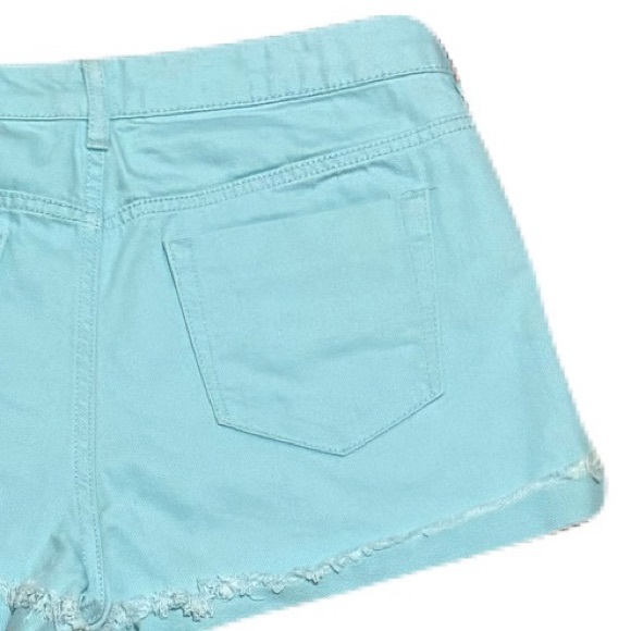Forever 21 Mint Green Distressed/Ripped Cuffed Denim Shorts Size 30 - Picture 10 of 13